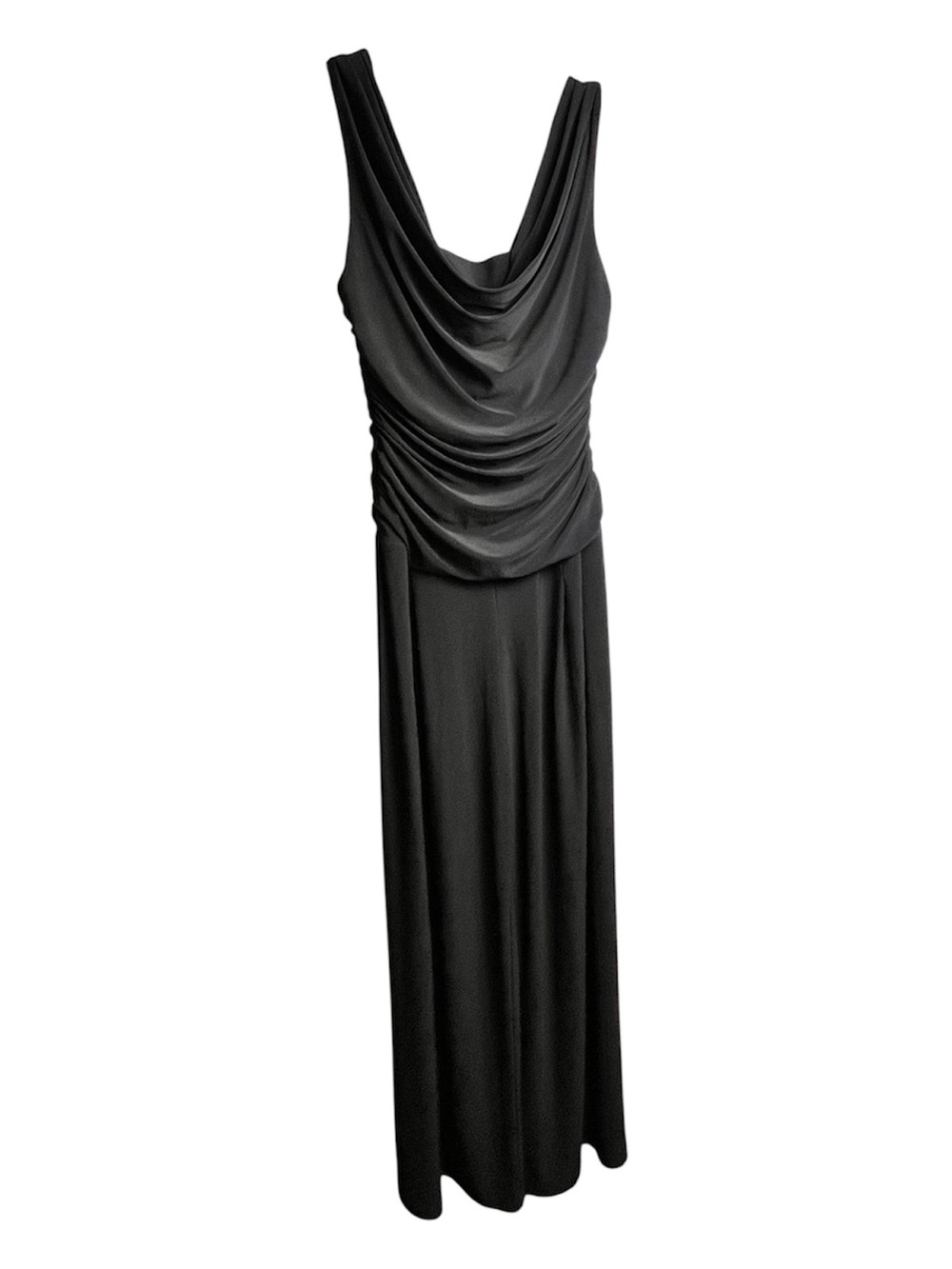 Black Draped Ruched Elegant Jumpsuit